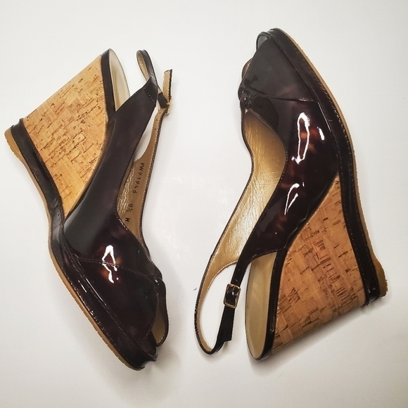 𝅺stuart WEITZMAN  Patent Leather Cord Wedge Size 8. - Picture 1 of 8